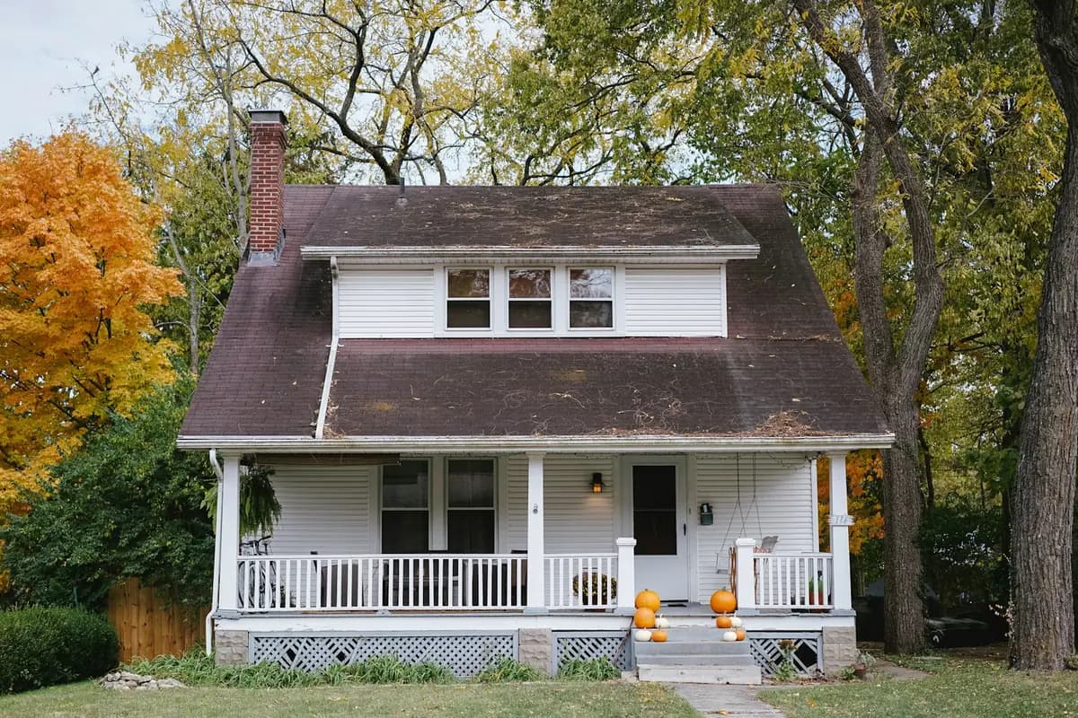 The front of a house with a covered porch